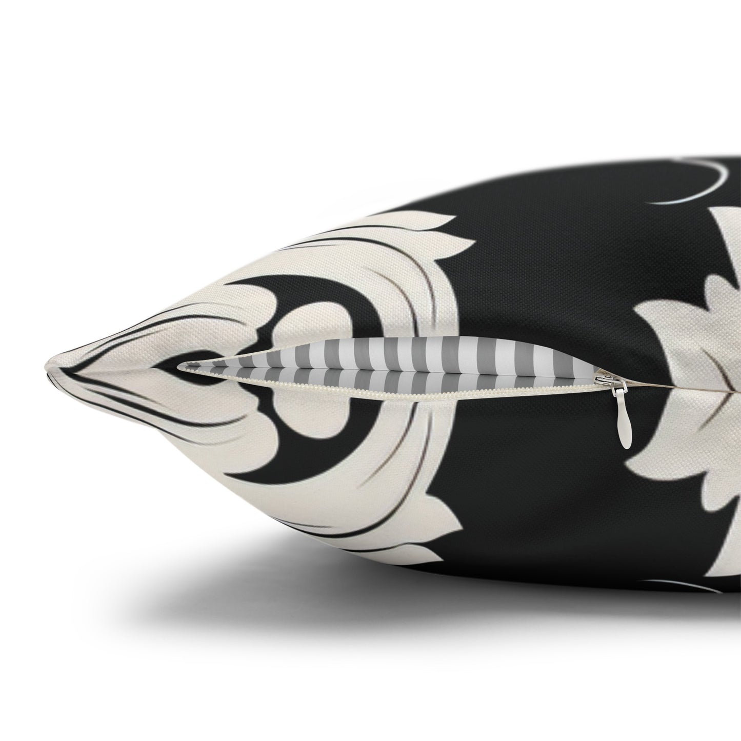 Elegant 19th Century Vintage Floral Damask Pillowcase in Black and White (Pillow not included)