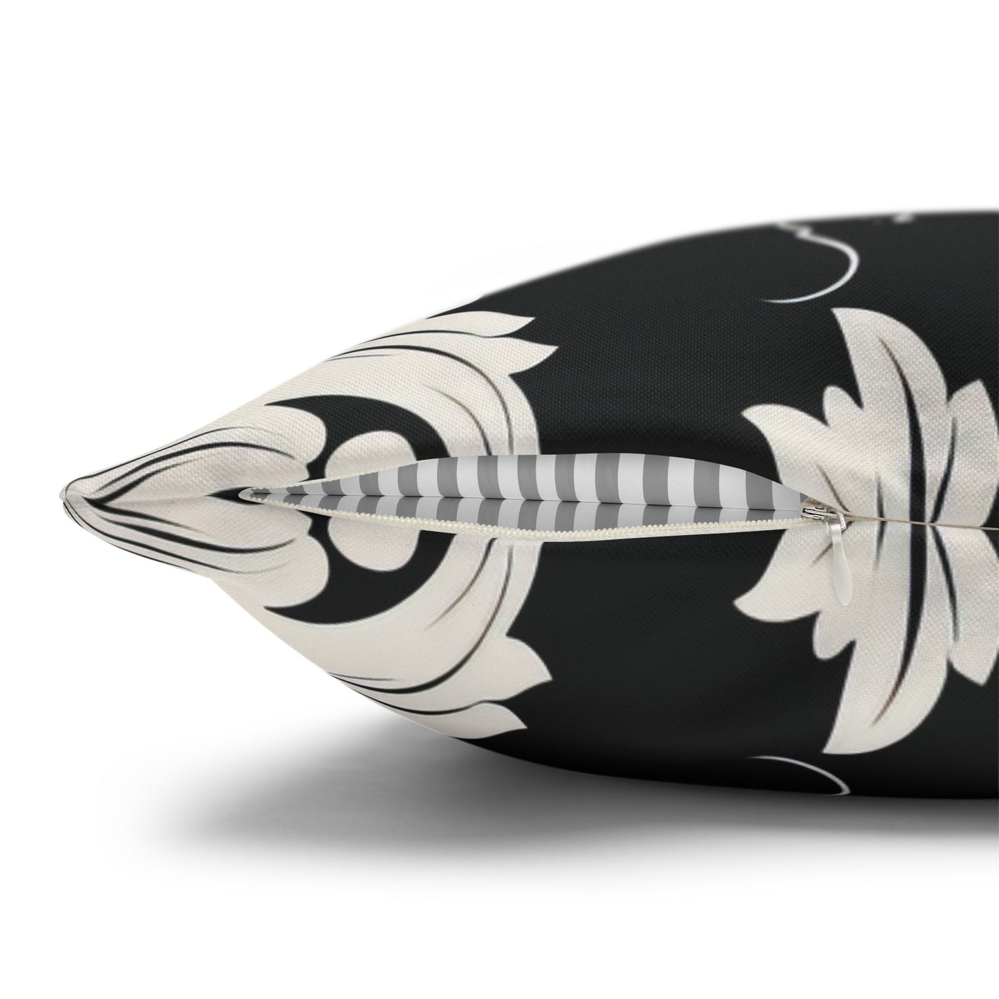 Elegant 19th Century Vintage Floral Damask Pillowcase in Black and White (Pillow not included)