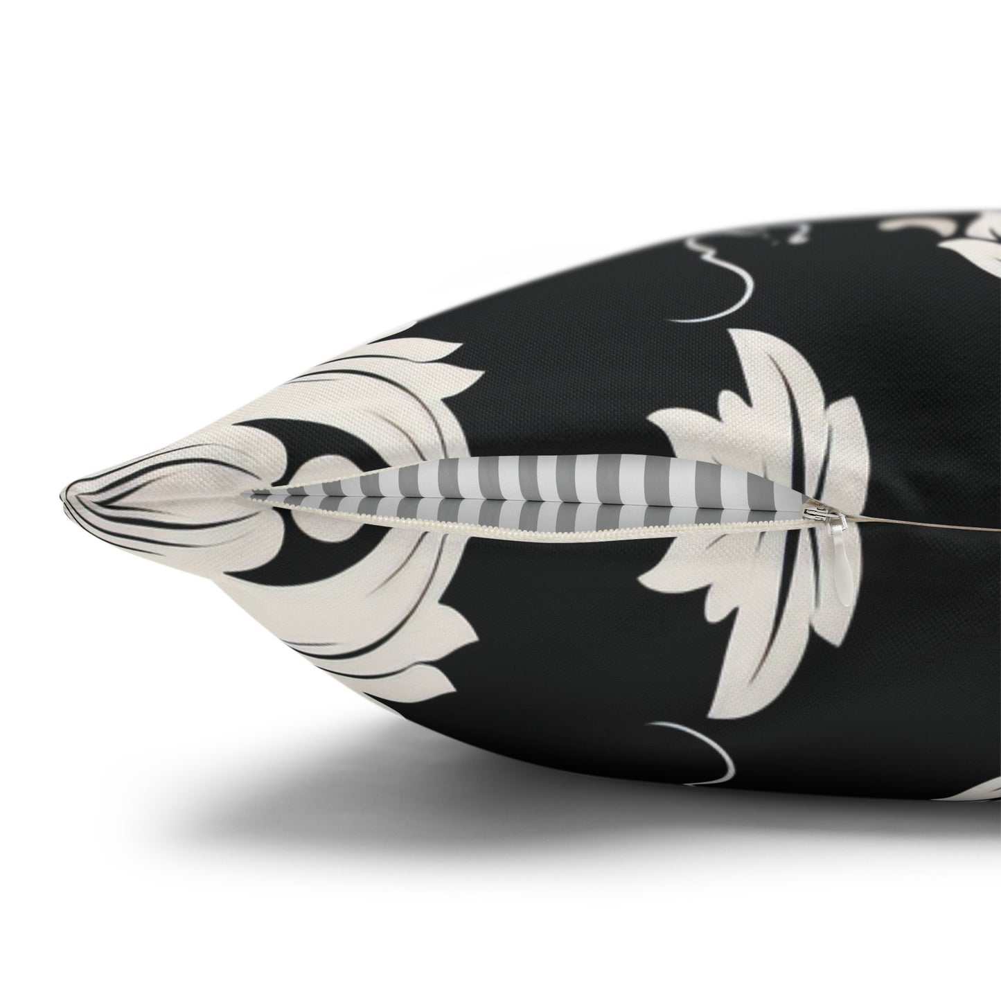 Elegant 19th Century Vintage Floral Damask Pillowcase in Black and White (Pillow not included)