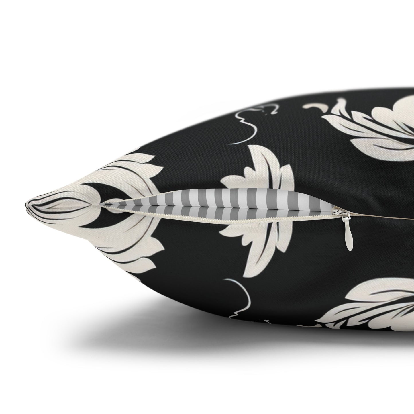 Elegant 19th Century Vintage Floral Damask Pillowcase in Black and White (Pillow not included)