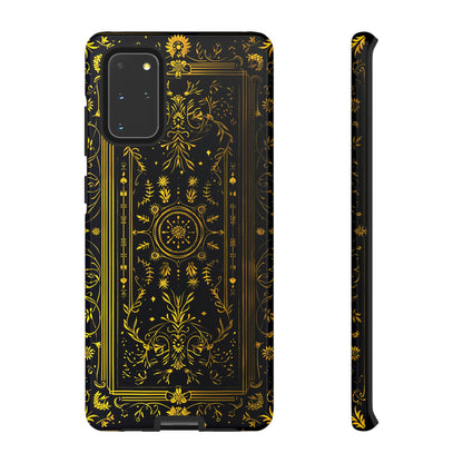 Luxury Gold Floral Damask Tough Phone Case - Elegant Black & Gold Baroque Design