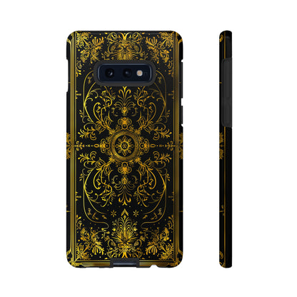 Luxury Gold Floral Damask Tough Phone Case - Elegant Black & Gold Baroque Design