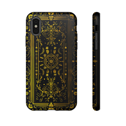 Luxury Gold Floral Damask Tough Phone Case - Elegant Black & Gold Baroque Design