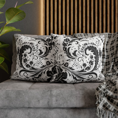 Elegant 19th Century Vintage Floral Damask Paisley Pillowcase in Black and White (Pillow not included)