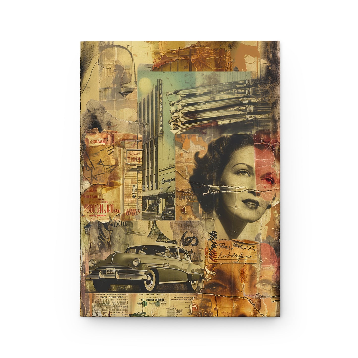 Vintage Antique Magazine Clipping Style Hardcover Journal for Writing & Sketching Matte Finish