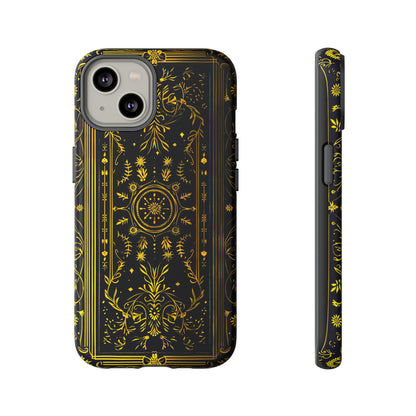 Luxury Gold Floral Damask Tough Phone Case - Elegant Black & Gold Baroque Design