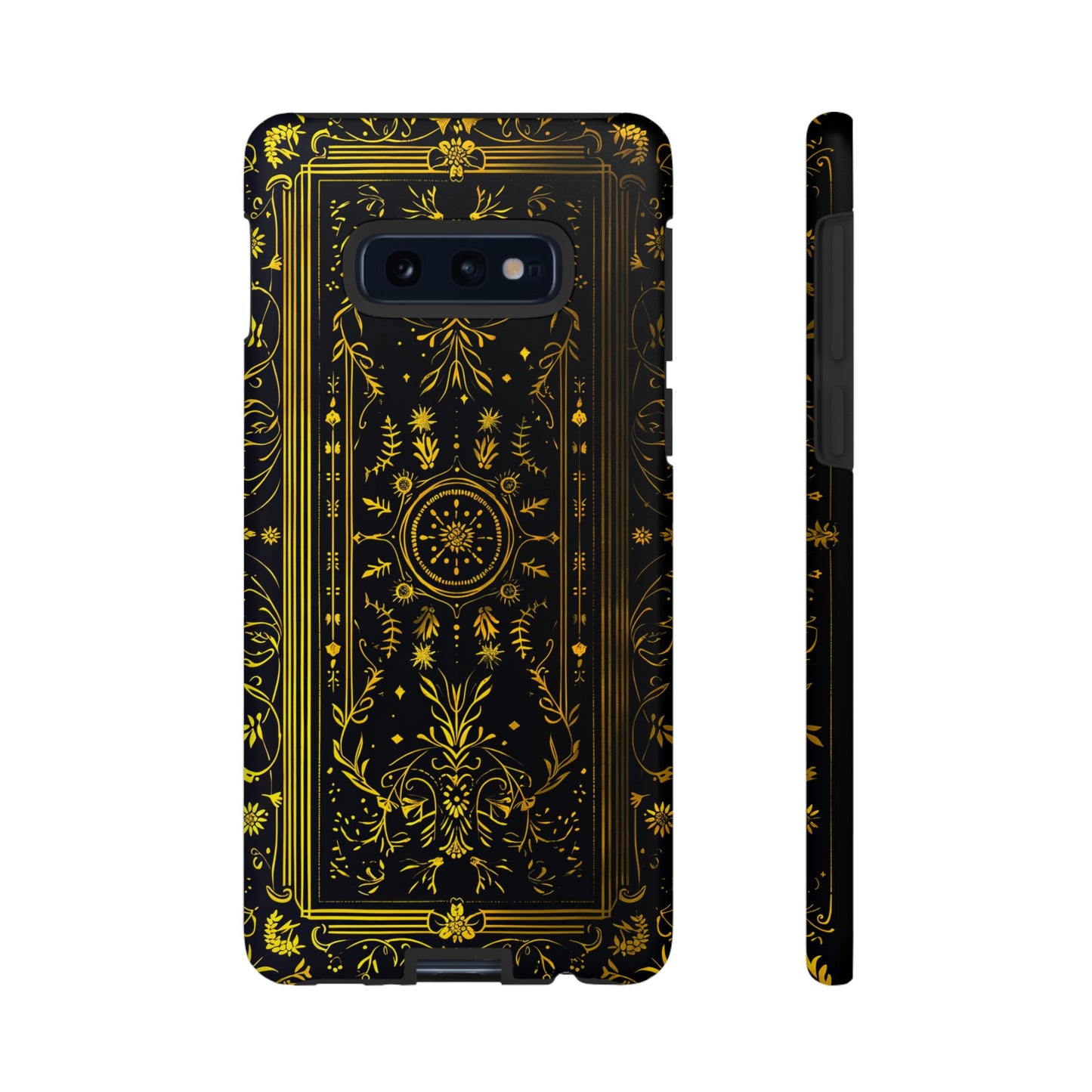 Luxury Gold Floral Damask Tough Phone Case - Elegant Black & Gold Baroque Design