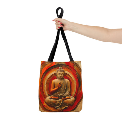 Vibrant Spiritual Buddhist Art Tote Bag Durable Polyester with Cotton Straps Available in 3 Sizes