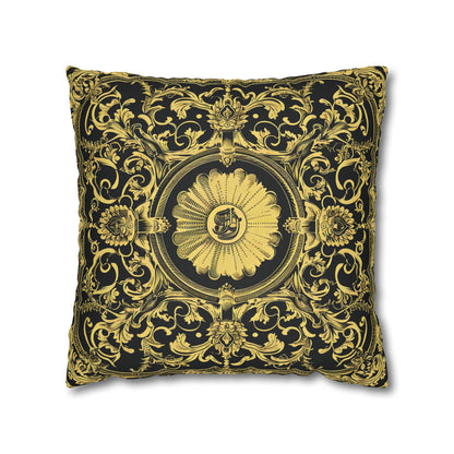 Elegant 19th Century Vintage Floral Damask Paisley Pillowcase in Black and Gold (Pillow not included)