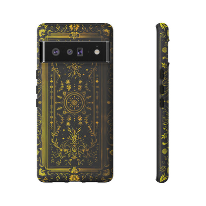 Luxury Gold Floral Damask Tough Phone Case - Elegant Black & Gold Baroque Design