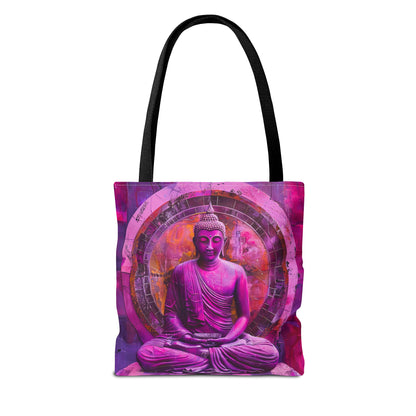 Vibrant Spiritual Buddhist Art Tote Bag Durable Polyester with Cotton Straps Available in 3 Sizes