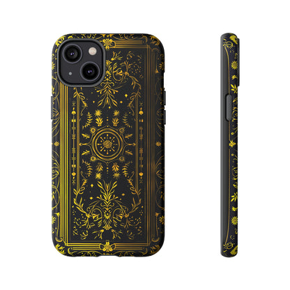 Luxury Gold Floral Damask Tough Phone Case - Elegant Black & Gold Baroque Design