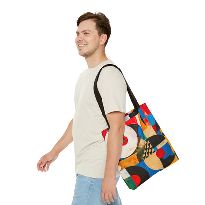 Vibrant Retro Abstract Art Tote Bag Durable Polyester with Cotton Straps Available in 3 Sizes