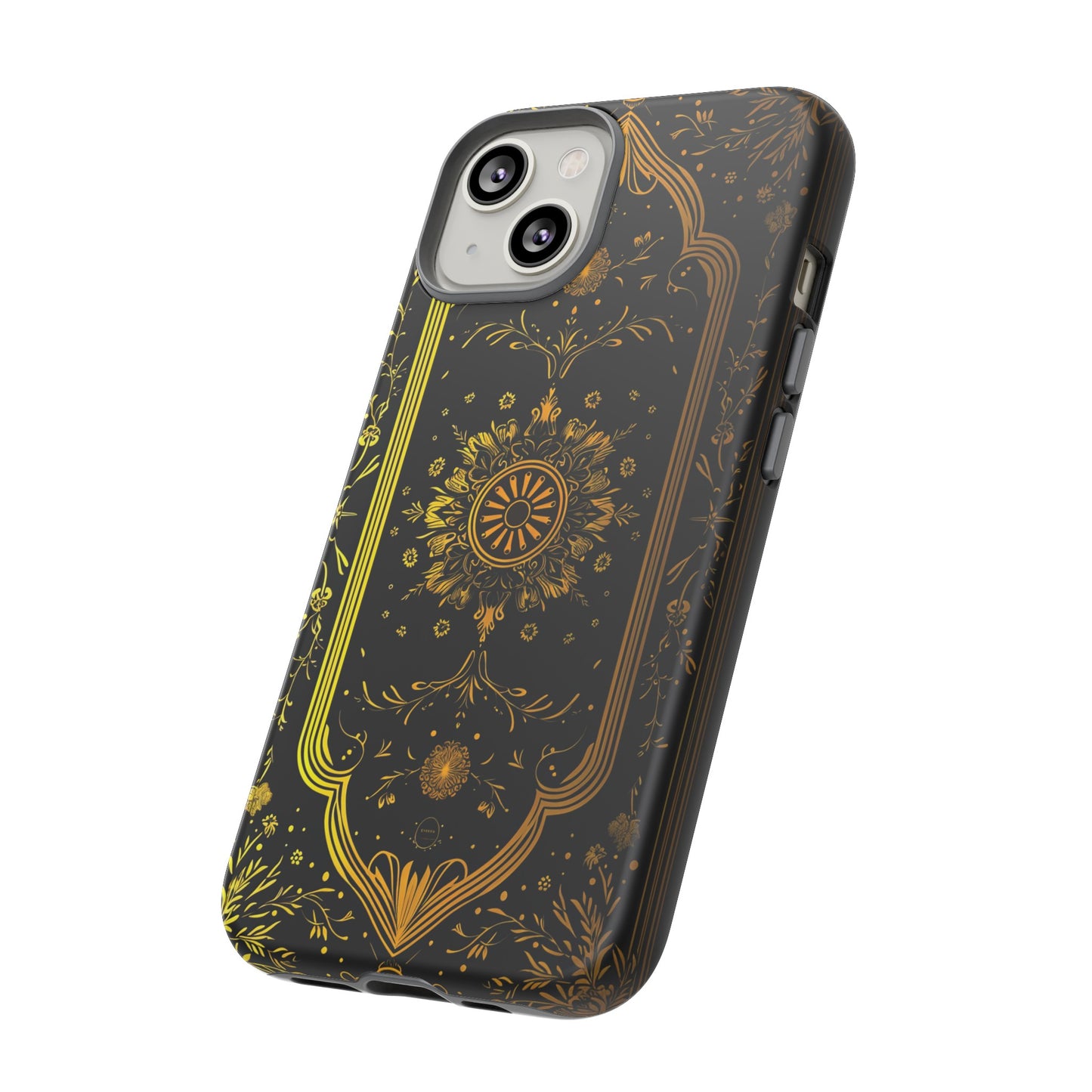 Luxury Gold Floral Damask Tough Phone Case - Elegant Black & Gold Baroque Design