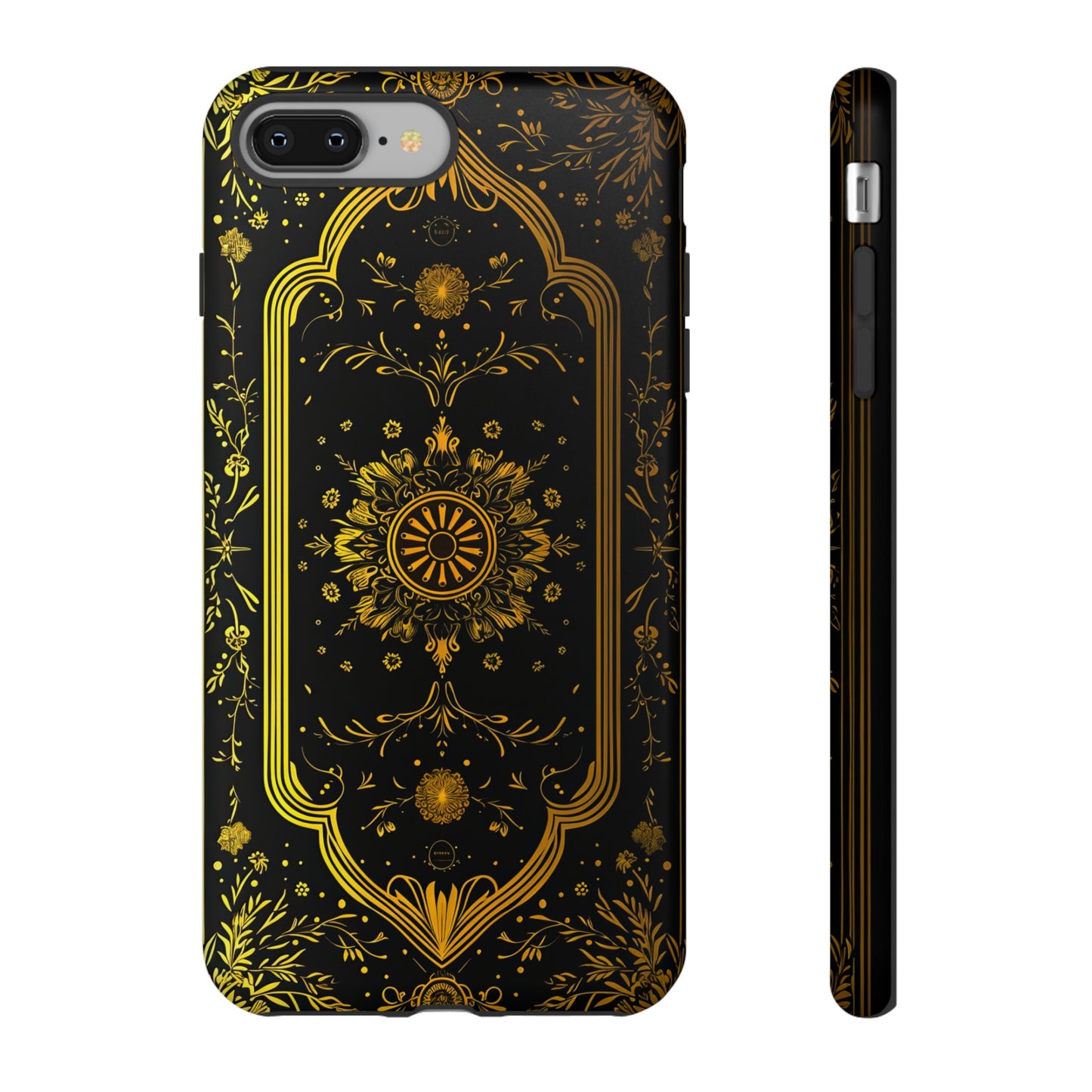 Luxury Gold Floral Damask Tough Phone Case - Elegant Black & Gold Baroque Design