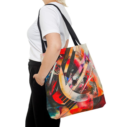 Vibrant Modernism Abstract Art Tote Bag Durable Polyester with Cotton Straps Available in 3 Sizes