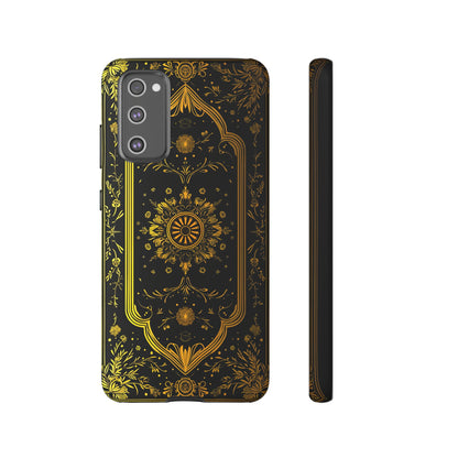 Luxury Gold Floral Damask Tough Phone Case - Elegant Black & Gold Baroque Design