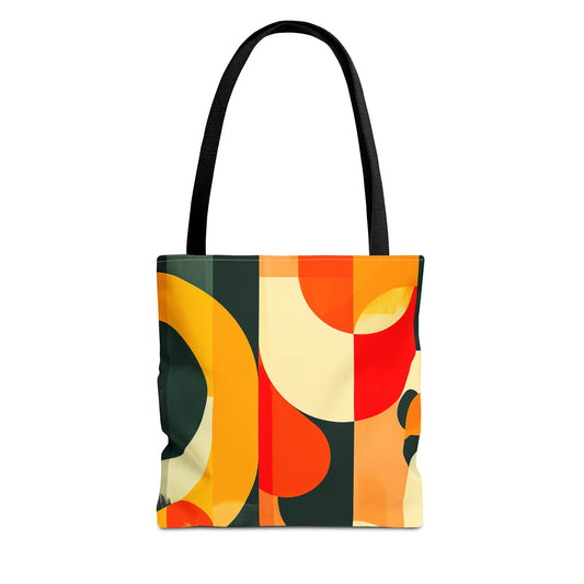 Vibrant Retro Abstract Art Tote Bag Durable Polyester with Cotton Straps Available in 3 Sizes