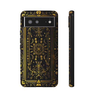 Luxury Gold Floral Damask Tough Phone Case - Elegant Black & Gold Baroque Design