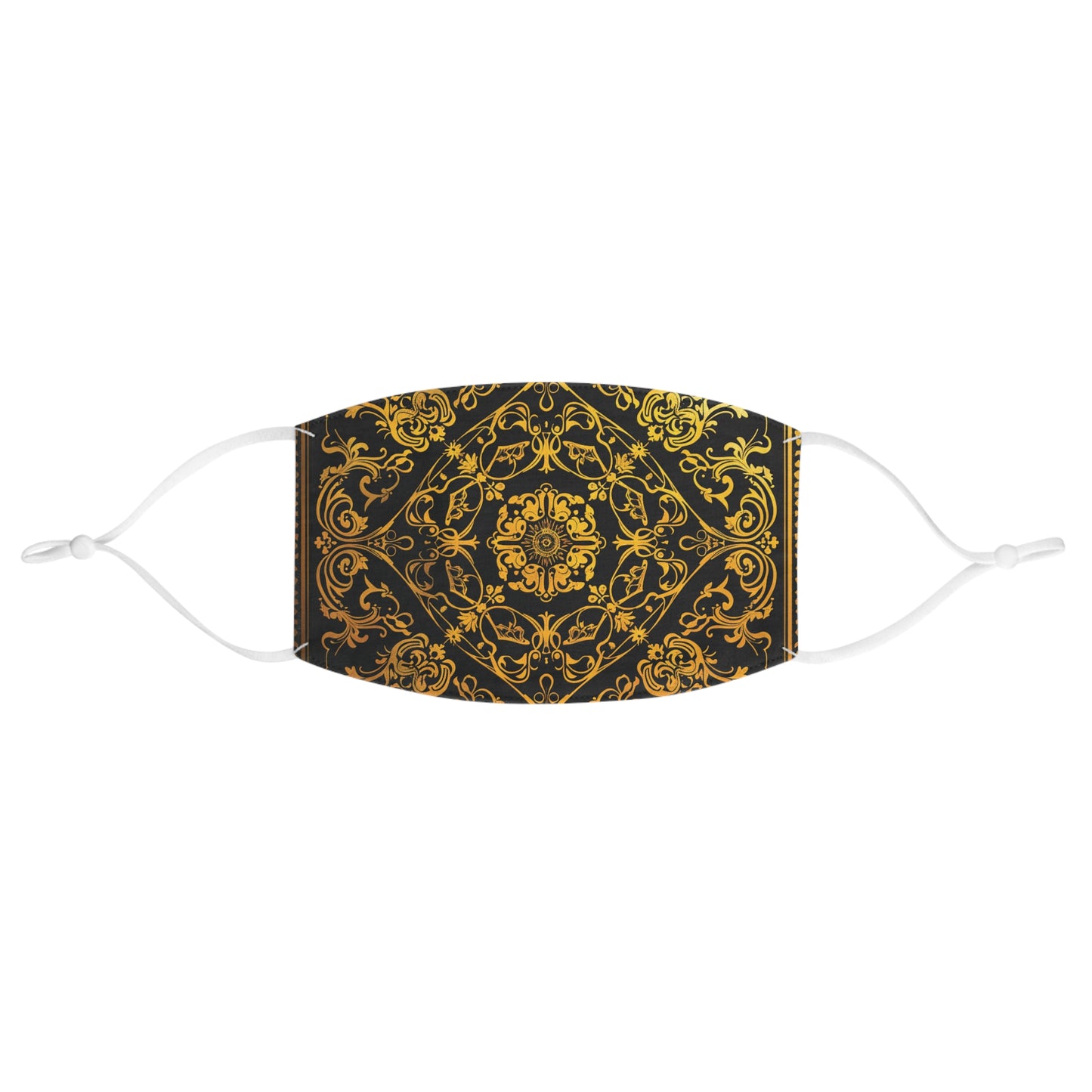 Elegant Gold Patterned Reusable Cloth Face Mask Adjustable and Comfortable Protection