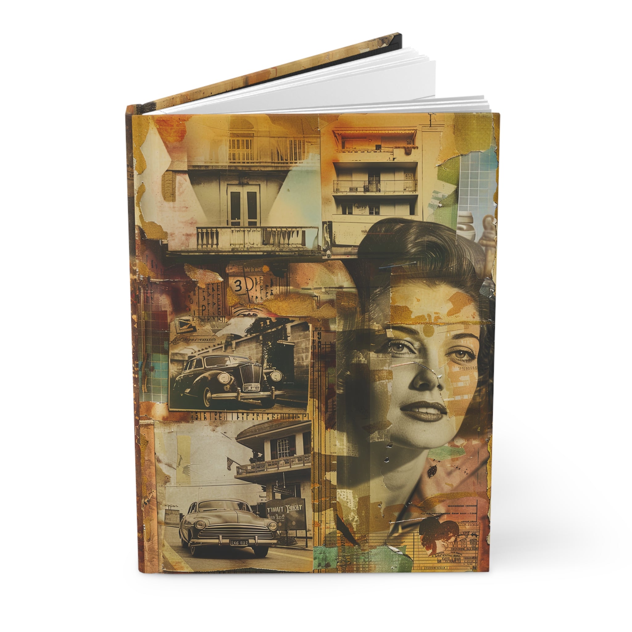 Vintage Antique Magazine Clipping Style Hardcover Journal for Writing & Sketching Matte Finish