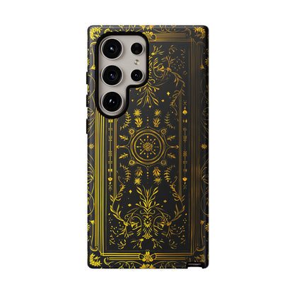 Luxury Gold Floral Damask Tough Phone Case - Elegant Black & Gold Baroque Design