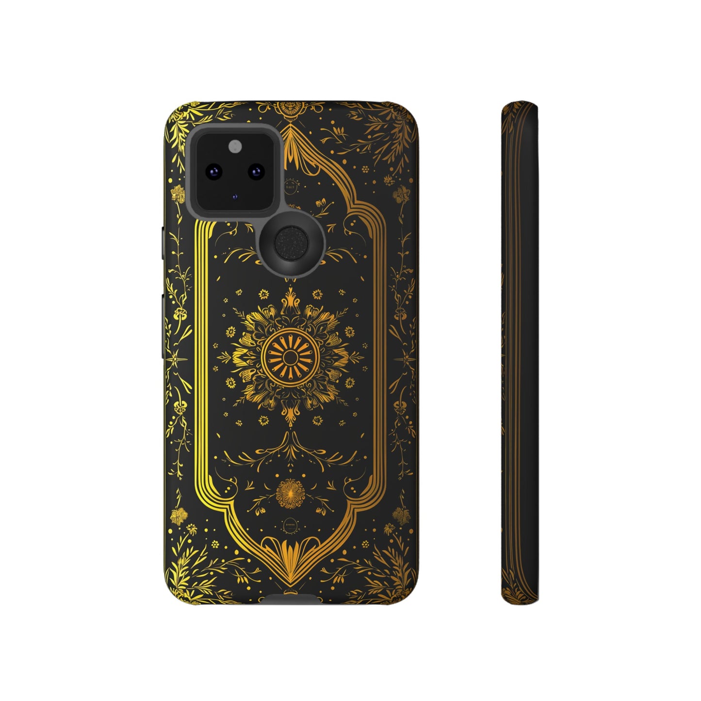 Luxury Gold Floral Damask Tough Phone Case - Elegant Black & Gold Baroque Design