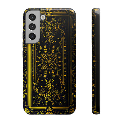 Luxury Gold Floral Damask Tough Phone Case - Elegant Black & Gold Baroque Design