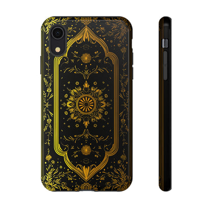 Luxury Gold Floral Damask Tough Phone Case - Elegant Black & Gold Baroque Design