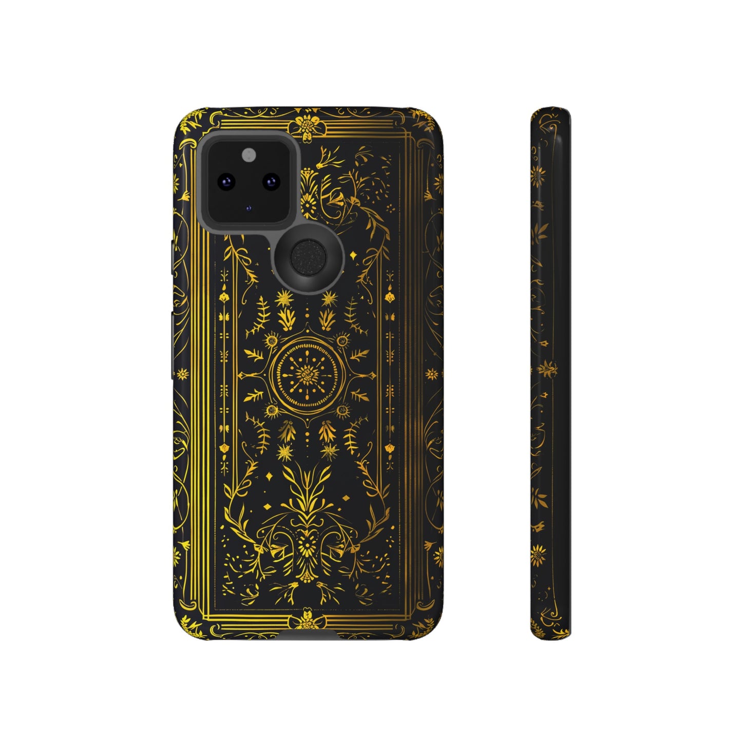 Luxury Gold Floral Damask Tough Phone Case - Elegant Black & Gold Baroque Design