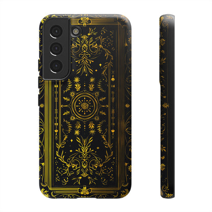 Luxury Gold Floral Damask Tough Phone Case - Elegant Black & Gold Baroque Design