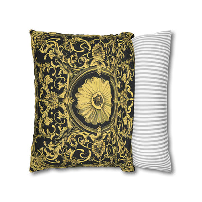 Elegant 19th Century Vintage Floral Damask Paisley Pillowcase in Black and Gold (Pillow not included)