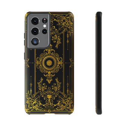 Luxury Gold Floral Damask Tough Phone Case - Elegant Black & Gold Baroque Design