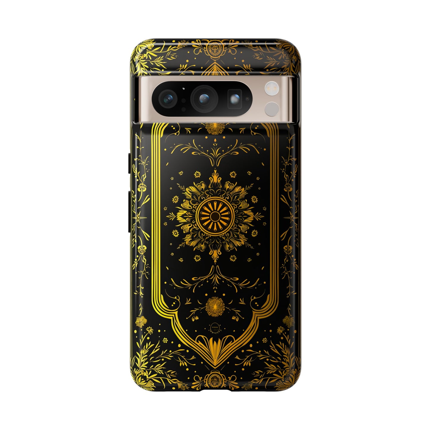 Luxury Gold Floral Damask Tough Phone Case - Elegant Black & Gold Baroque Design