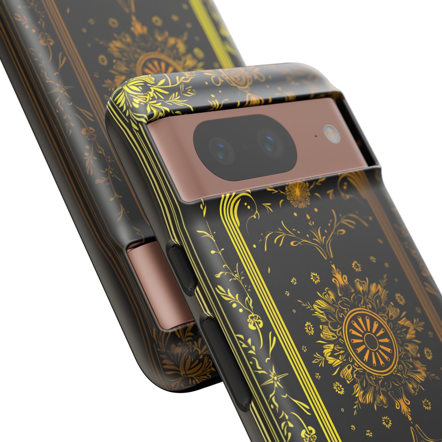 Luxury Gold Floral Damask Tough Phone Case - Elegant Black & Gold Baroque Design