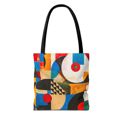 Vibrant Retro Abstract Art Tote Bag Durable Polyester with Cotton Straps Available in 3 Sizes