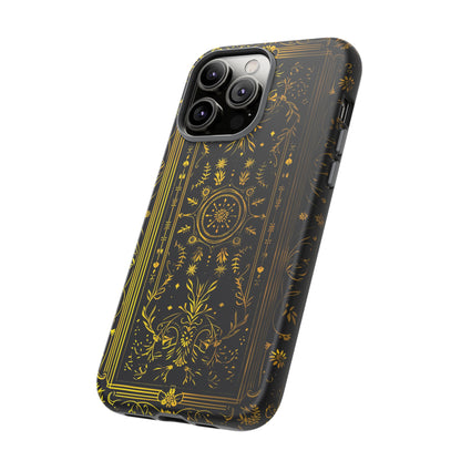 Luxury Gold Floral Damask Tough Phone Case - Elegant Black & Gold Baroque Design