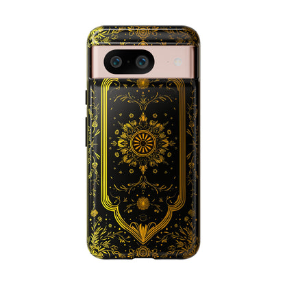 Luxury Gold Floral Damask Tough Phone Case - Elegant Black & Gold Baroque Design