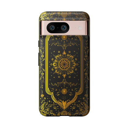 Luxury Gold Floral Damask Tough Phone Case - Elegant Black & Gold Baroque Design