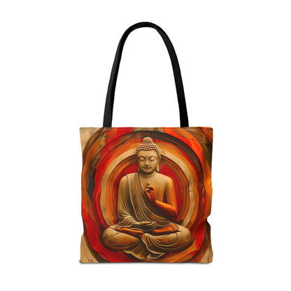 Vibrant Spiritual Buddhist Art Tote Bag Durable Polyester with Cotton Straps Available in 3 Sizes