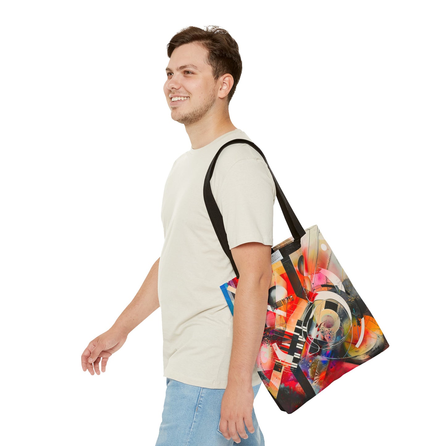 Vibrant Modernism Abstract Art Tote Bag Durable Polyester with Cotton Straps Available in 3 Sizes