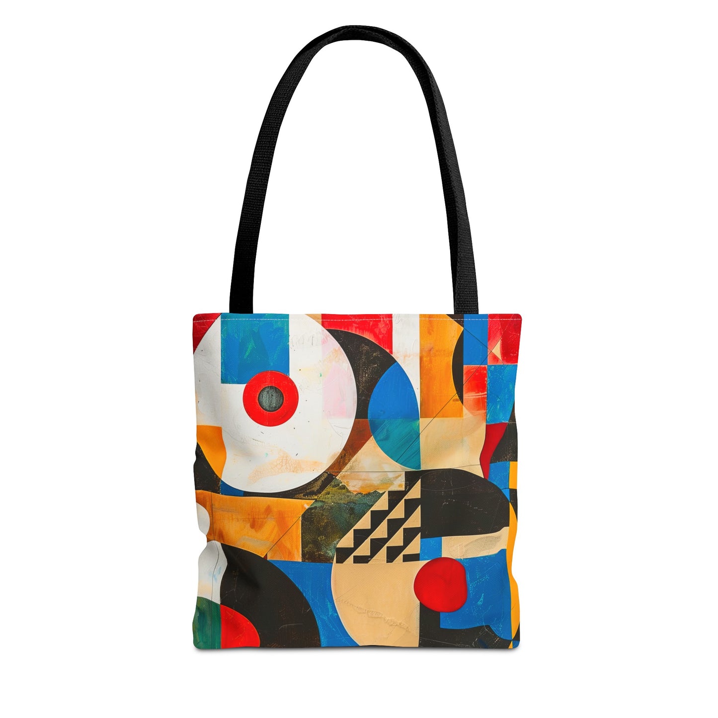 Vibrant Retro Abstract Art Tote Bag Durable Polyester with Cotton Straps Available in 3 Sizes