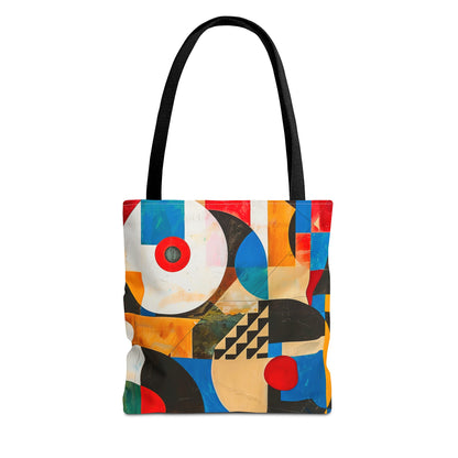 Vibrant Retro Abstract Art Tote Bag Durable Polyester with Cotton Straps Available in 3 Sizes