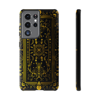 Luxury Gold Floral Damask Tough Phone Case - Elegant Black & Gold Baroque Design