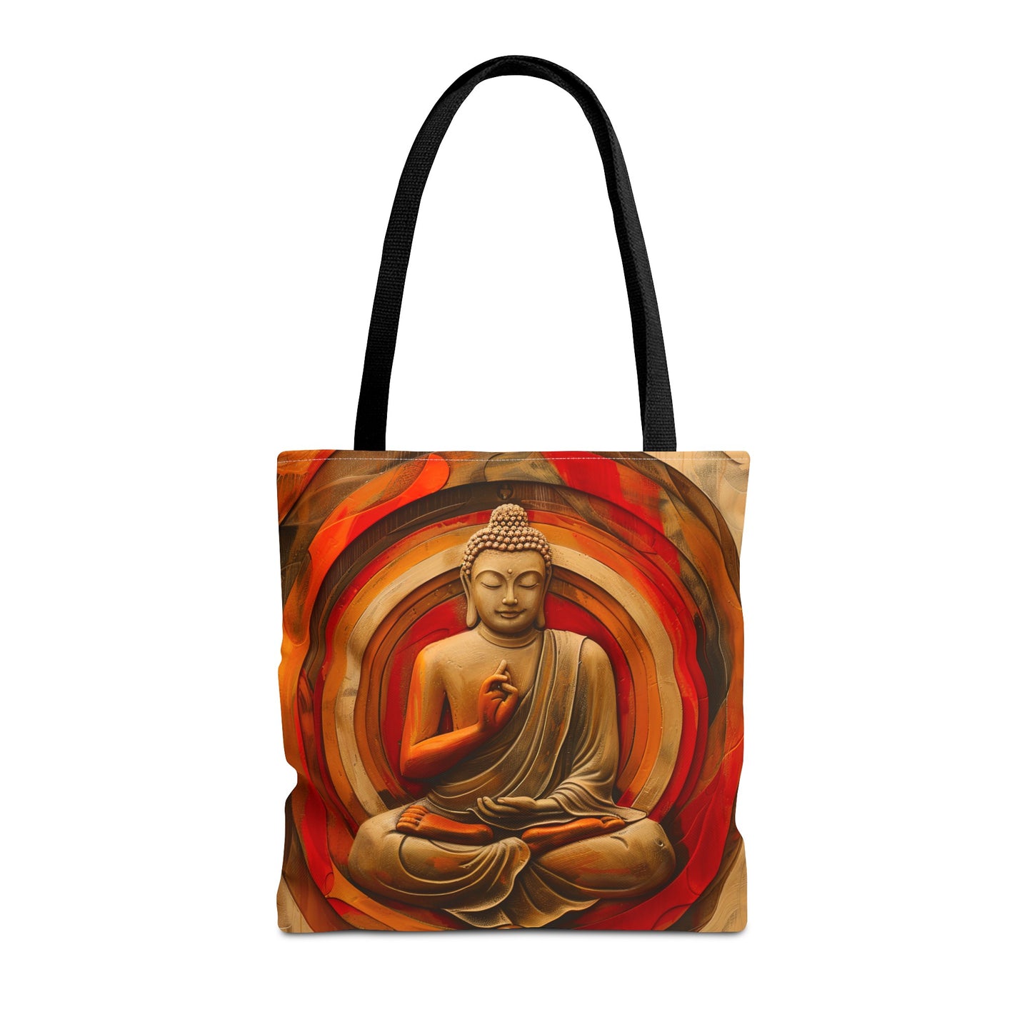 Vibrant Spiritual Buddhist Art Tote Bag Durable Polyester with Cotton Straps Available in 3 Sizes