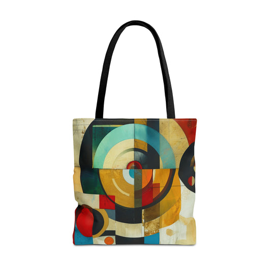 Vibrant Retro Abstract Art Tote Bag Durable Polyester with Cotton Straps Available in 3 Sizes