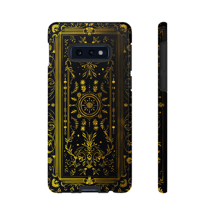 Luxury Gold Floral Damask Tough Phone Case - Elegant Black & Gold Baroque Design