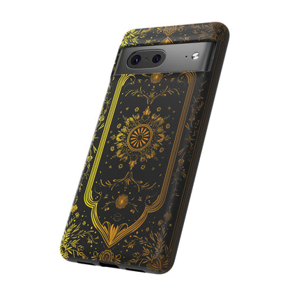 Luxury Gold Floral Damask Tough Phone Case - Elegant Black & Gold Baroque Design