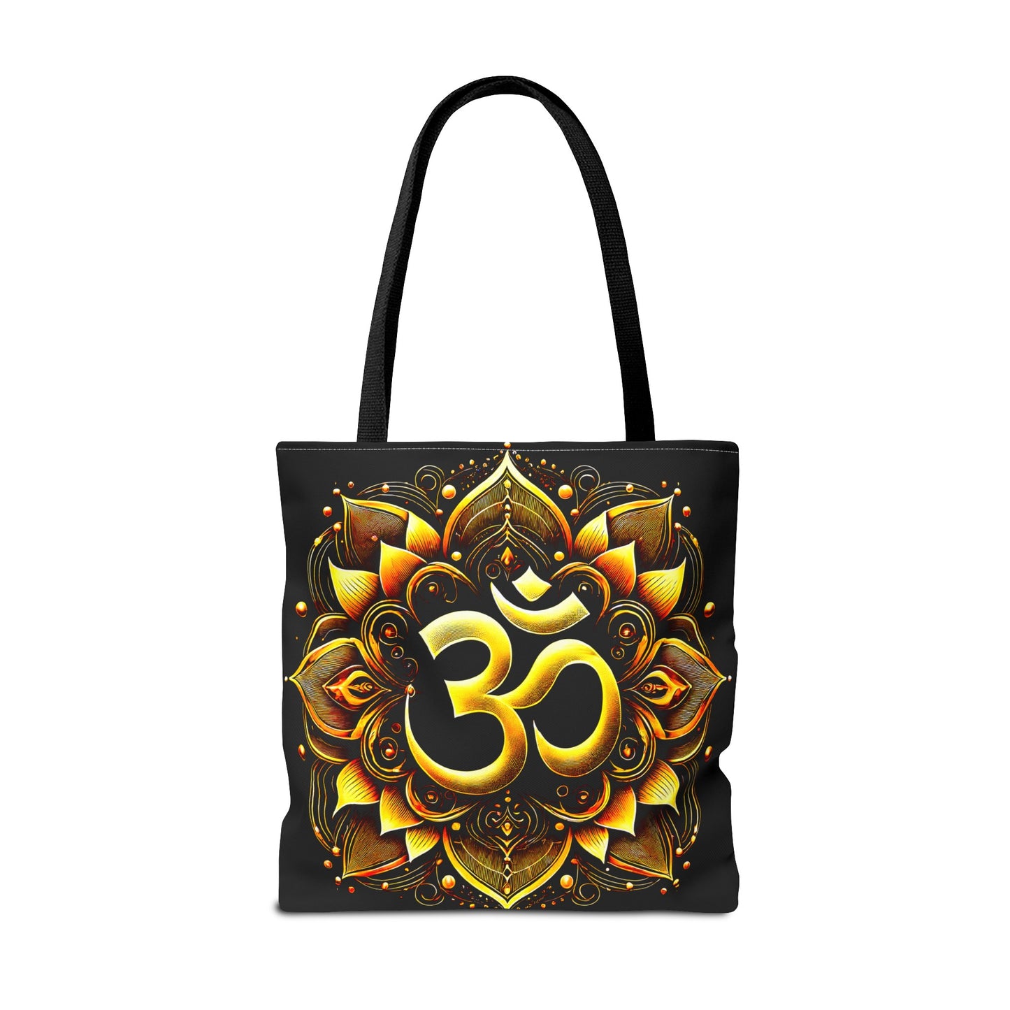 Vibrant Spiritual Yoga Art Om Symbol Tote Bag Durable Polyester with Cotton Straps Available in 3 Sizes