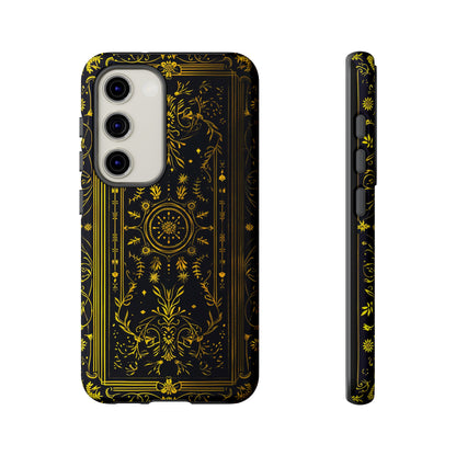 Luxury Gold Floral Damask Tough Phone Case - Elegant Black & Gold Baroque Design